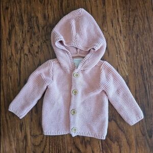Carter's Little Planet Baby Girl 9 Month Pink Knit Sweater Hooded Jacket